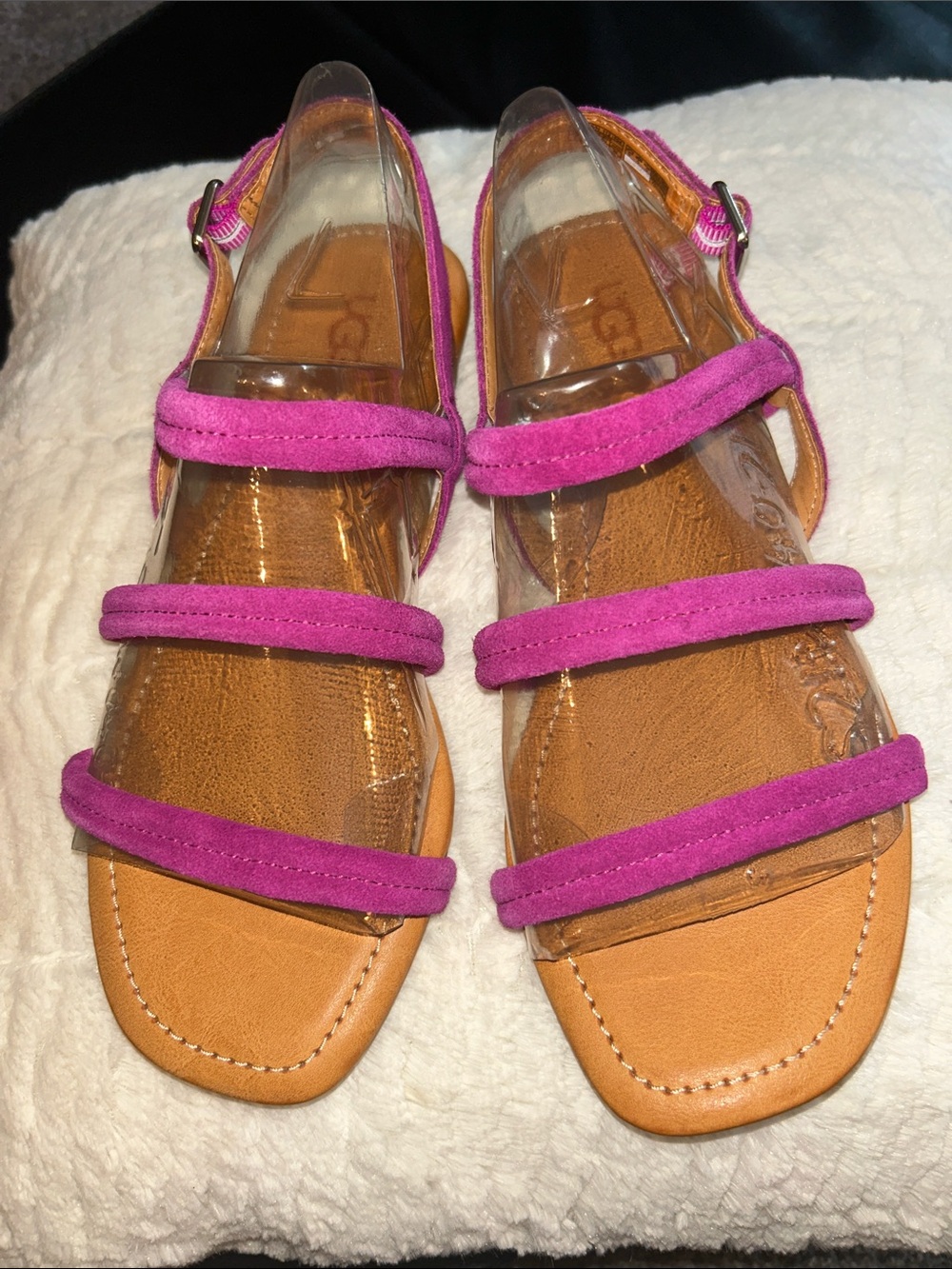 Ugh- Brand New! Size 7 Women's Strappy Suede Sandals in Fuchsia